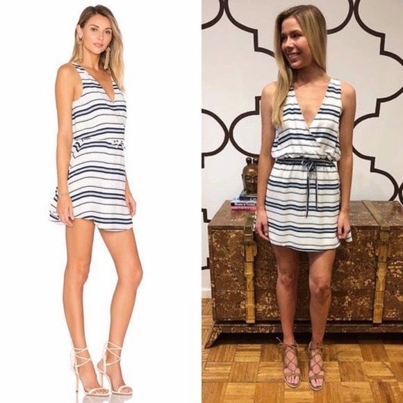 LOVERS + FRIENDS Dreamland Dress White Blue Striped - Picture 2 of 11